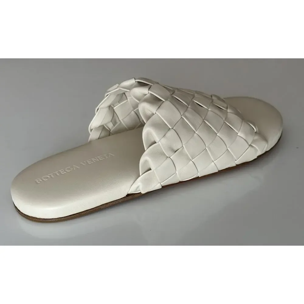 NIB $1150 Bottega Veneta Men's Intrecciato Leather Sandals White 9 US 620298 IT
